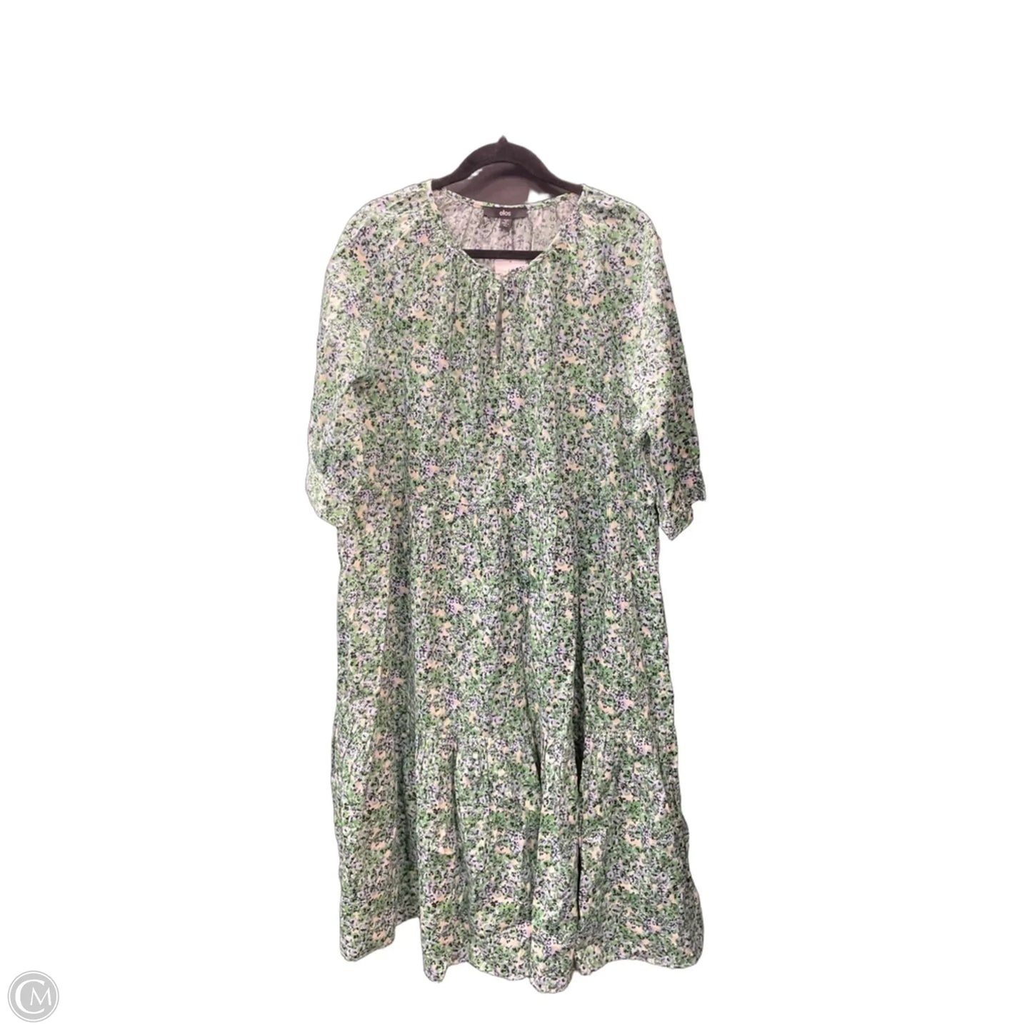 Dress Casual Maxi By Ellos In Green & Yellow, Size: 14