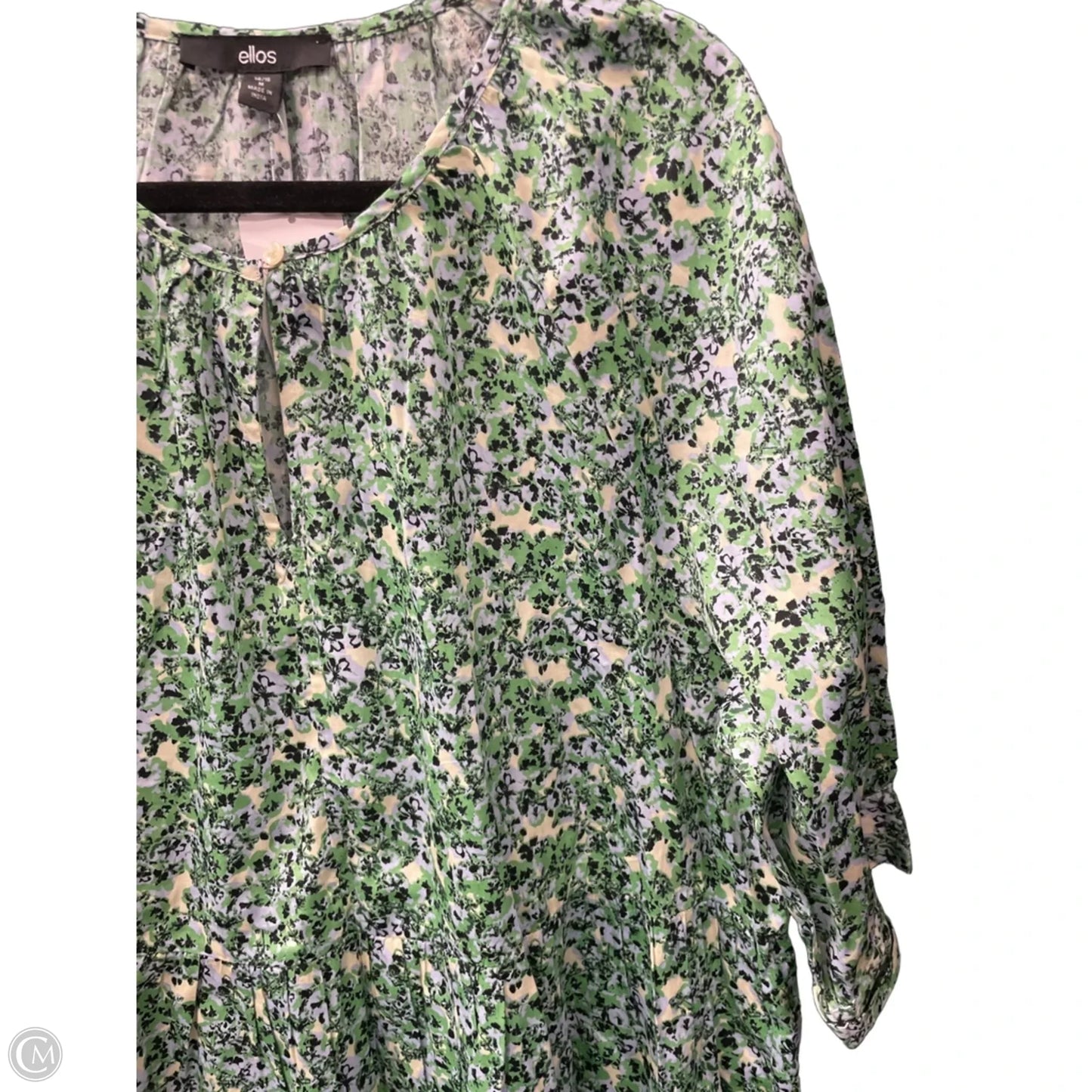 Dress Casual Maxi By Ellos In Green & Yellow, Size: 14