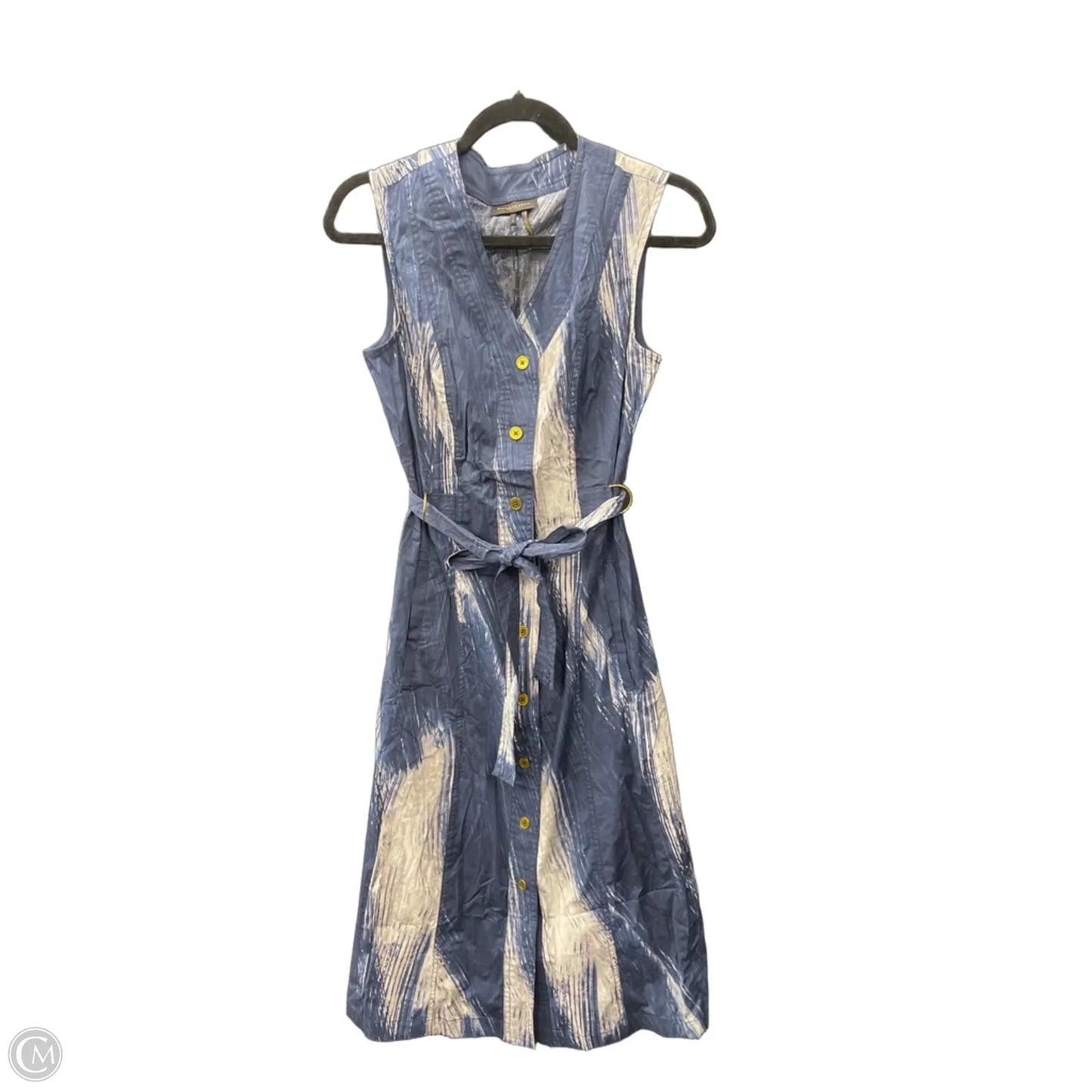 Dress Casual Midi By Donna Karan In Blue & White, Size: S