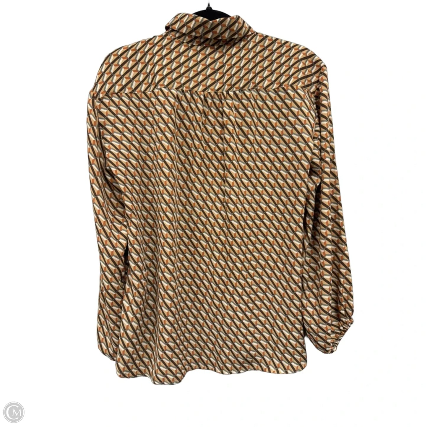 Blouse Long Sleeve By Max Studio In Brown & Cream, Size: M