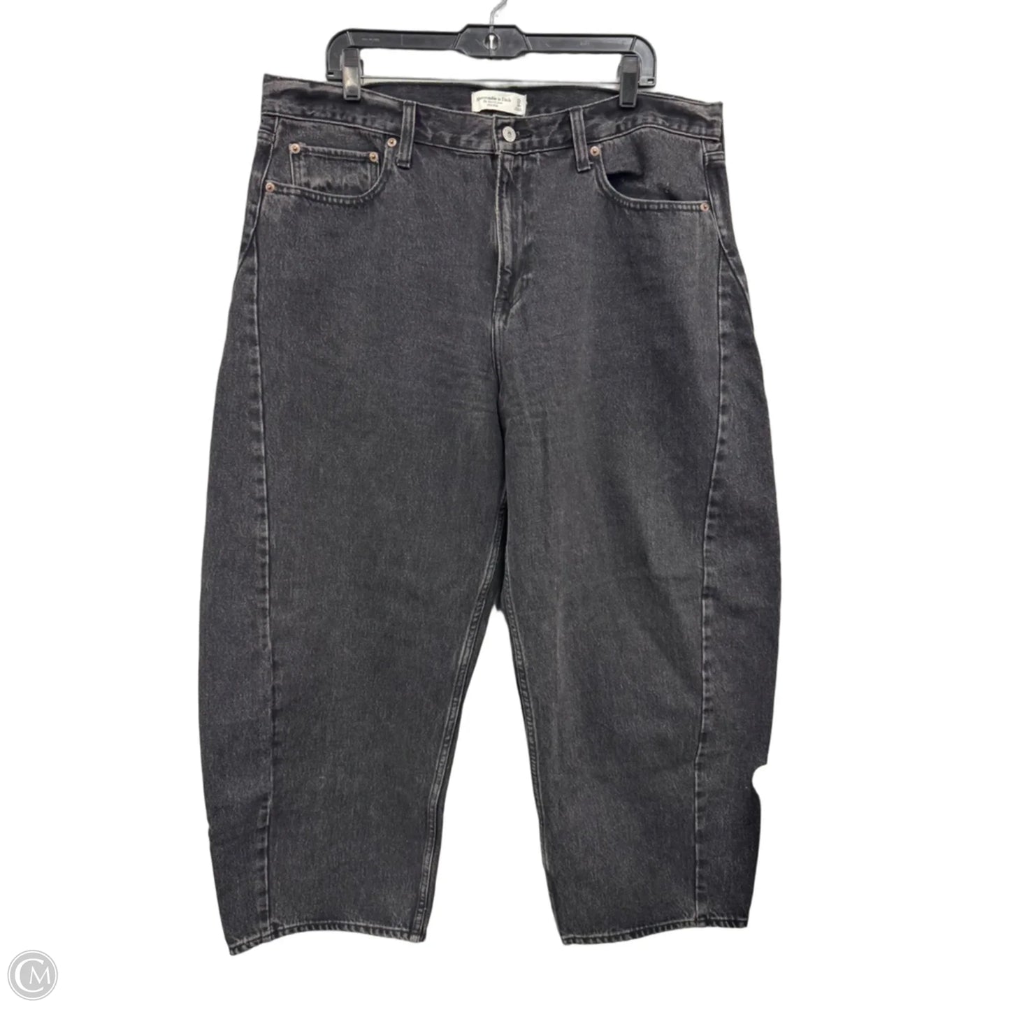 Jeans Straight By Abercrombie And Fitch In Black Denim, Size: 16