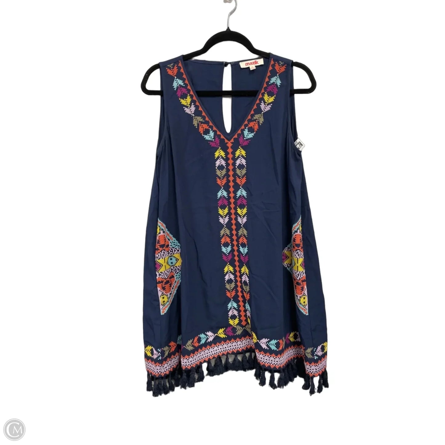 Dress Casual Short By Mazik In Blue & Orange, Size: M