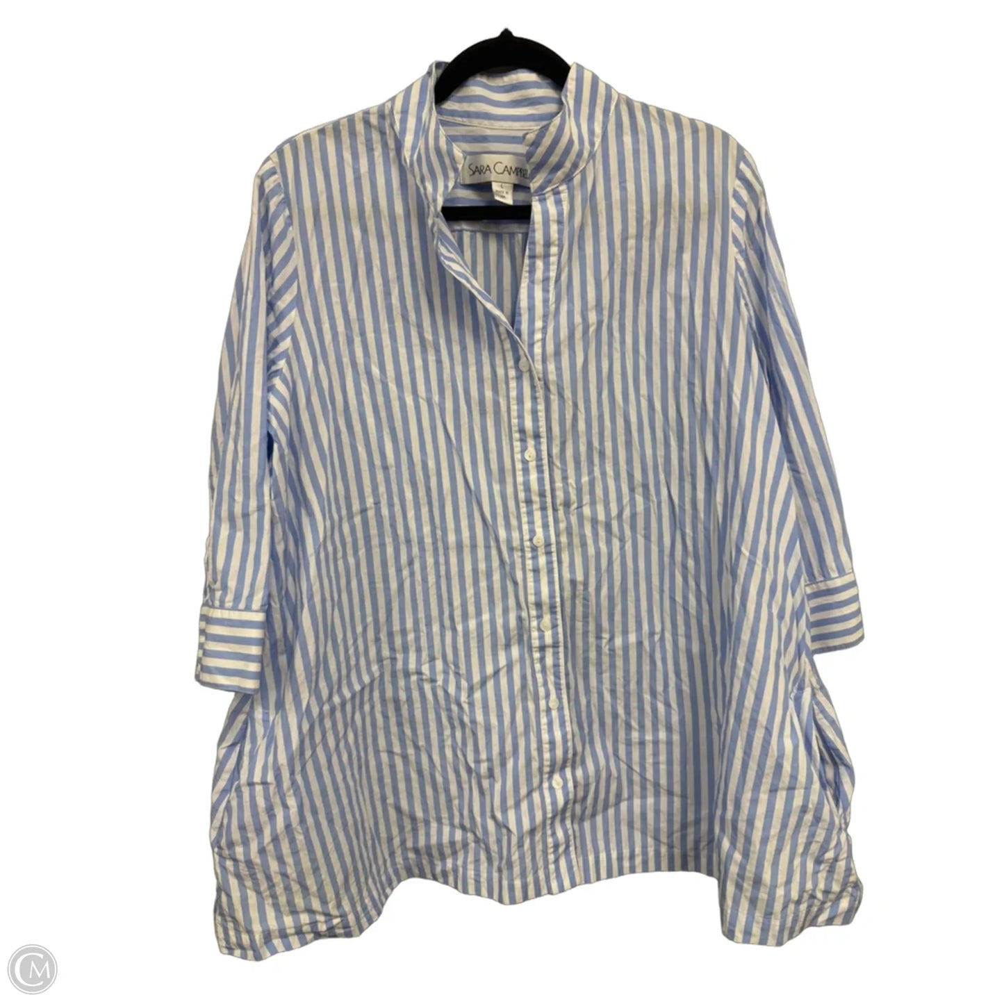 Dress Casual Short By Sara Campbell In Blue & White, Size: L