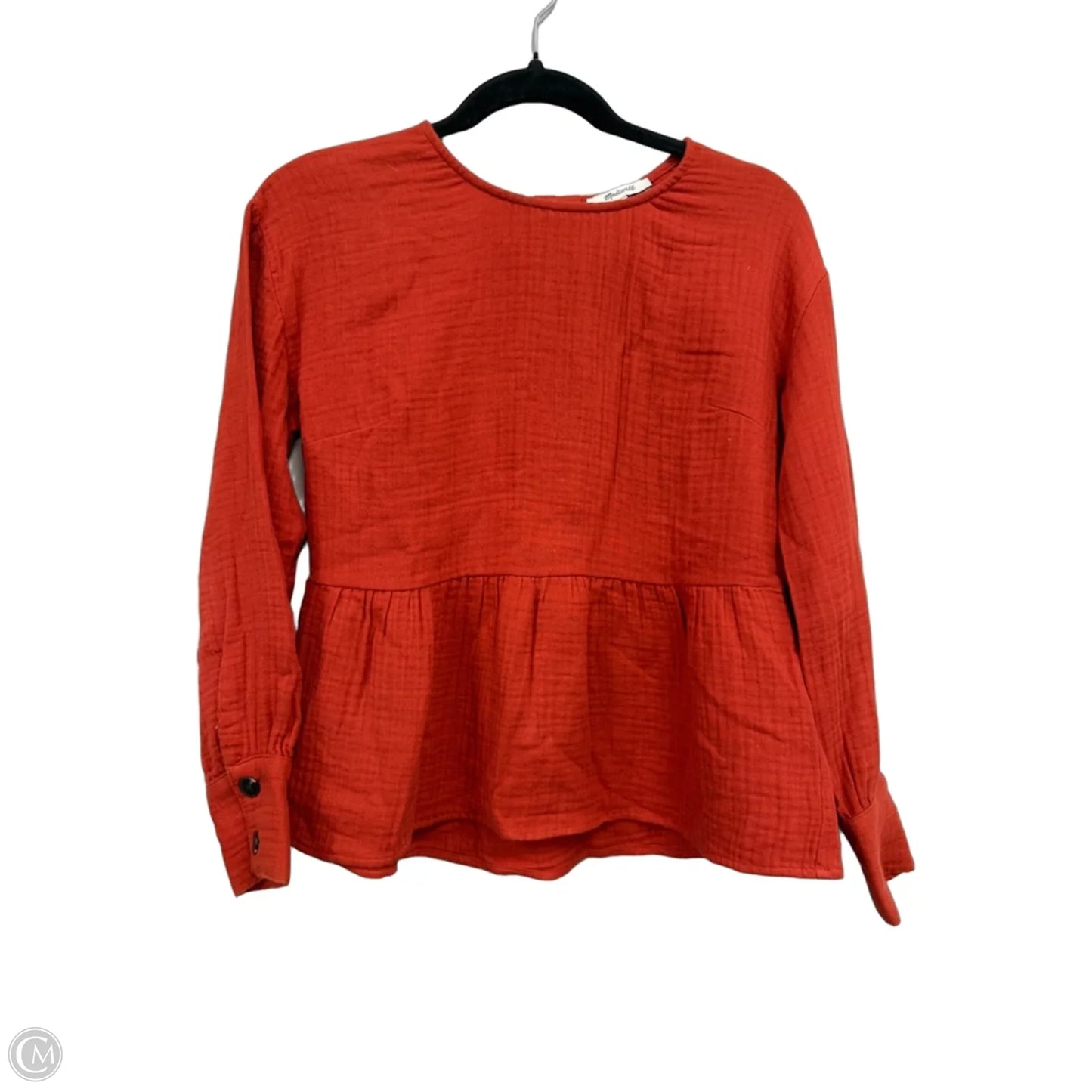 Blouse Long Sleeve By Madewell In Orange, Size: Xs
