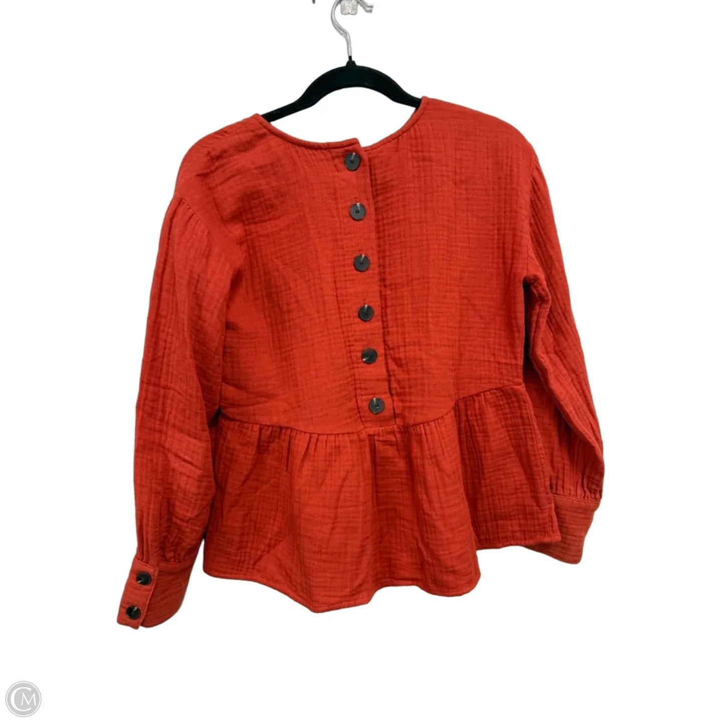 Blouse Long Sleeve By Madewell In Orange, Size: Xs