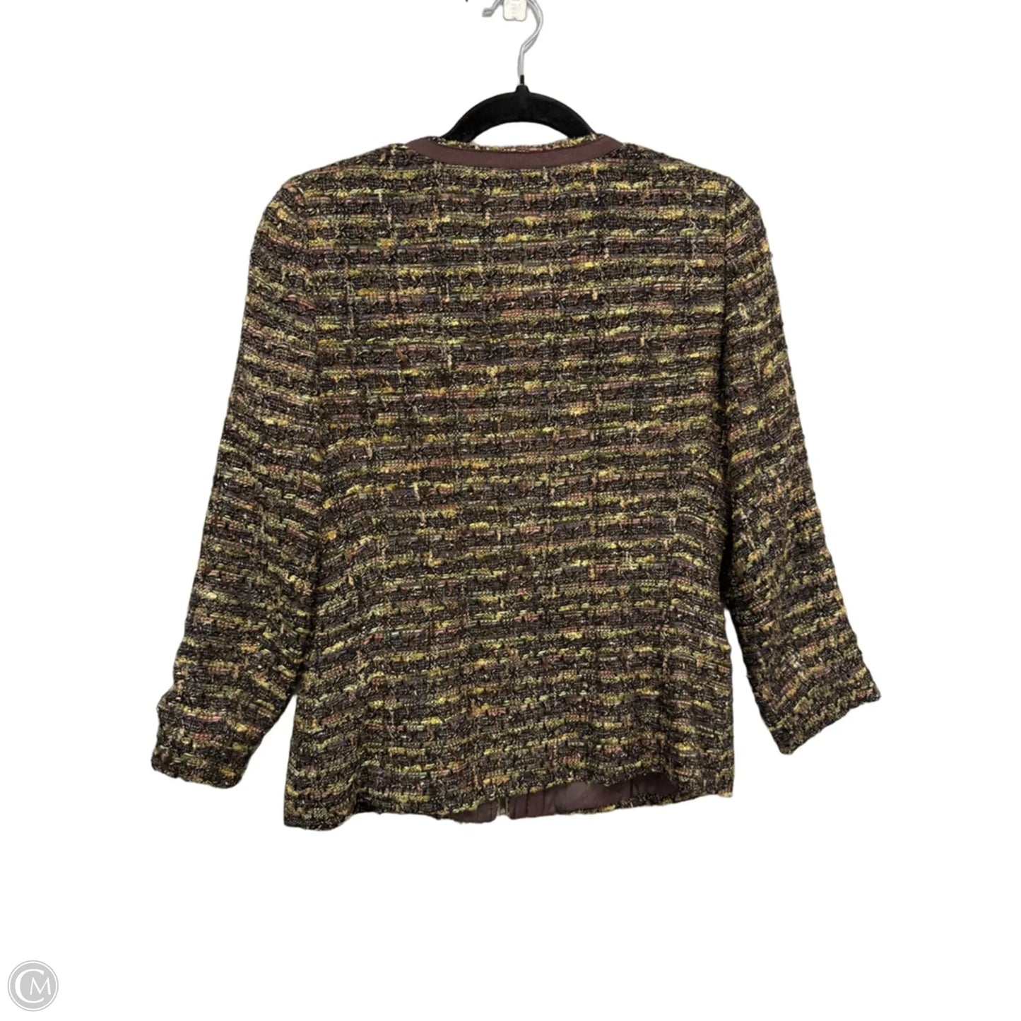 Blazer Designer By Lafayette 148 In Brown & Green, Size: 30