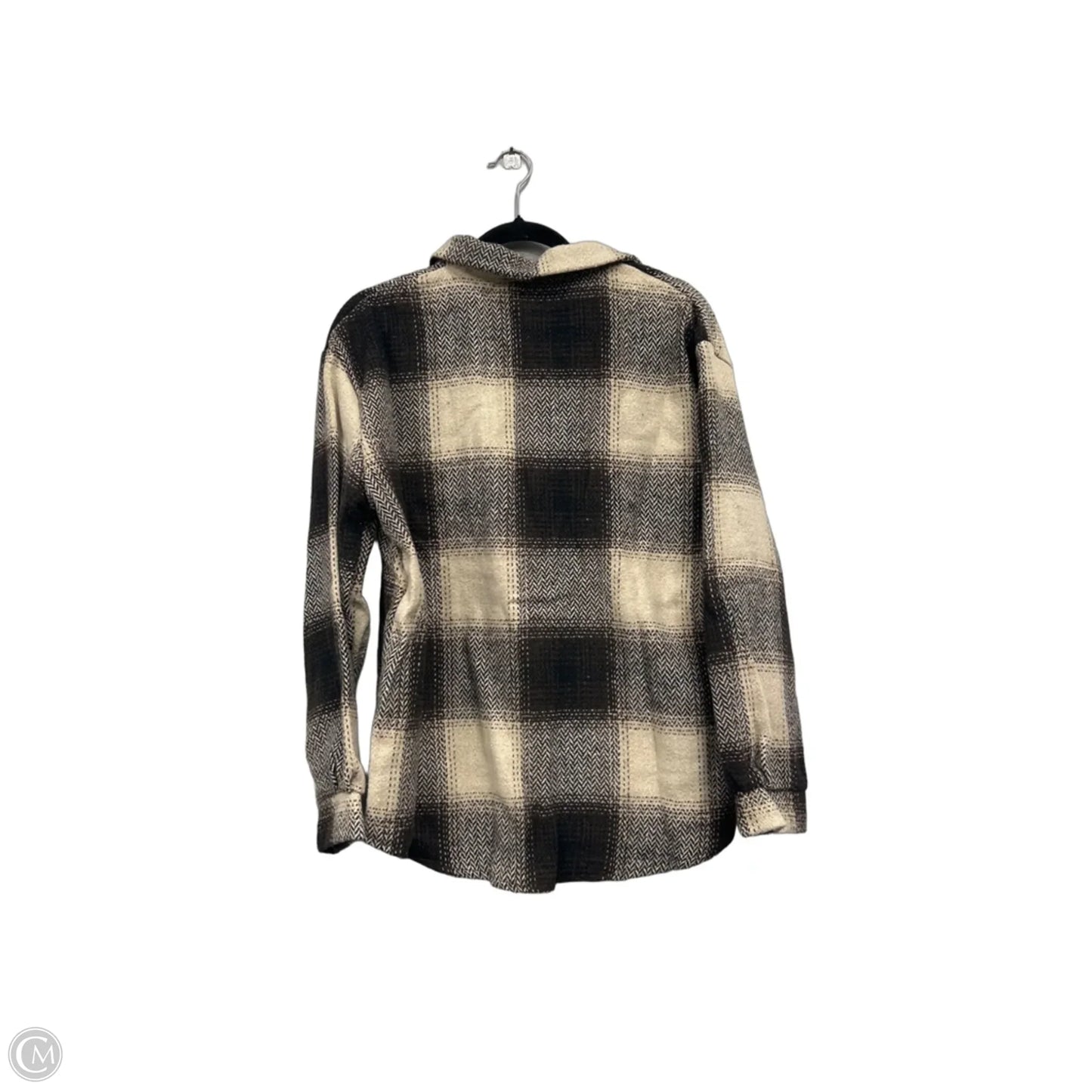 Jacket Shirt By Clothes Mentor In Black & Cream, Size: L