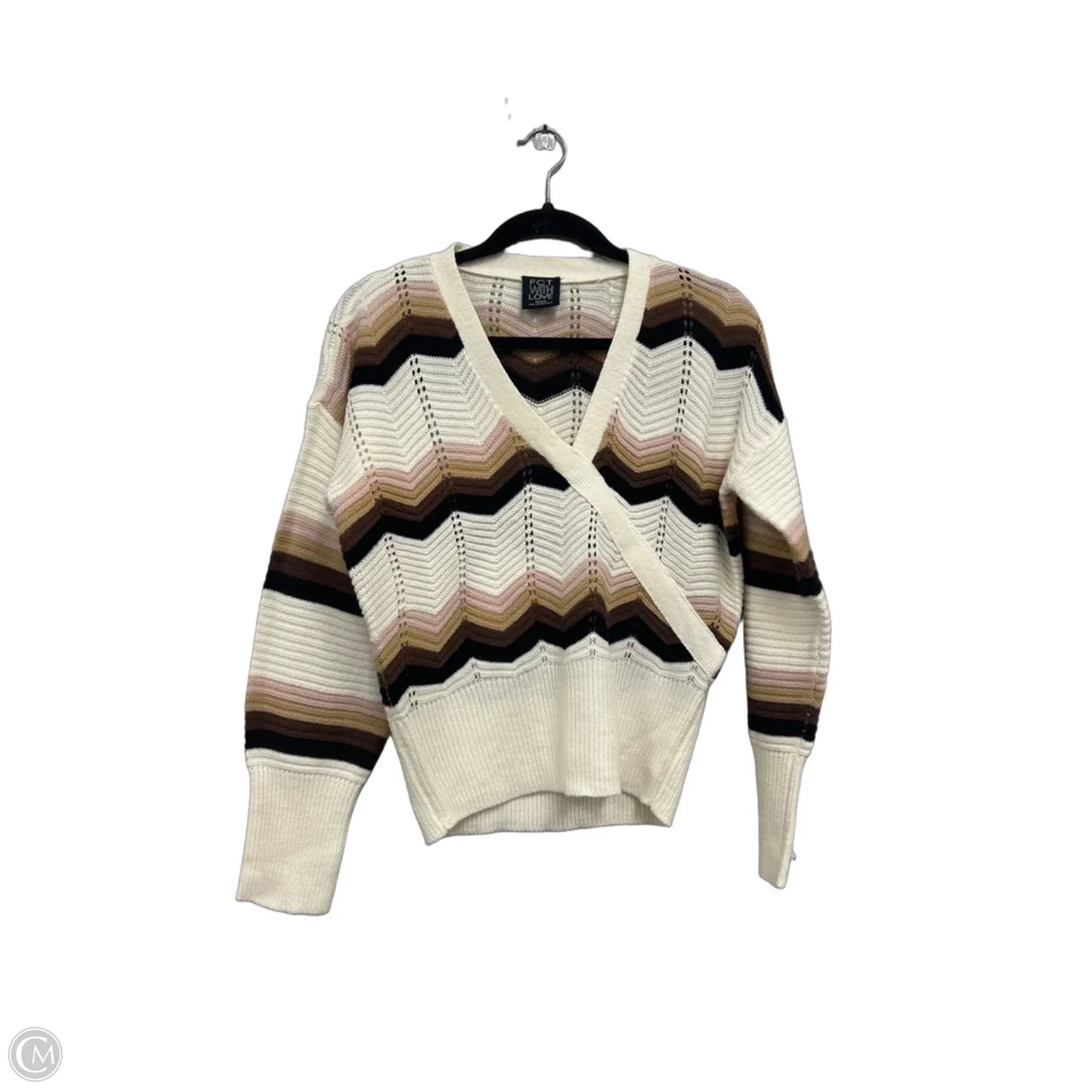 Sweater By Clothes Mentor In Cream & Pink, Size: M