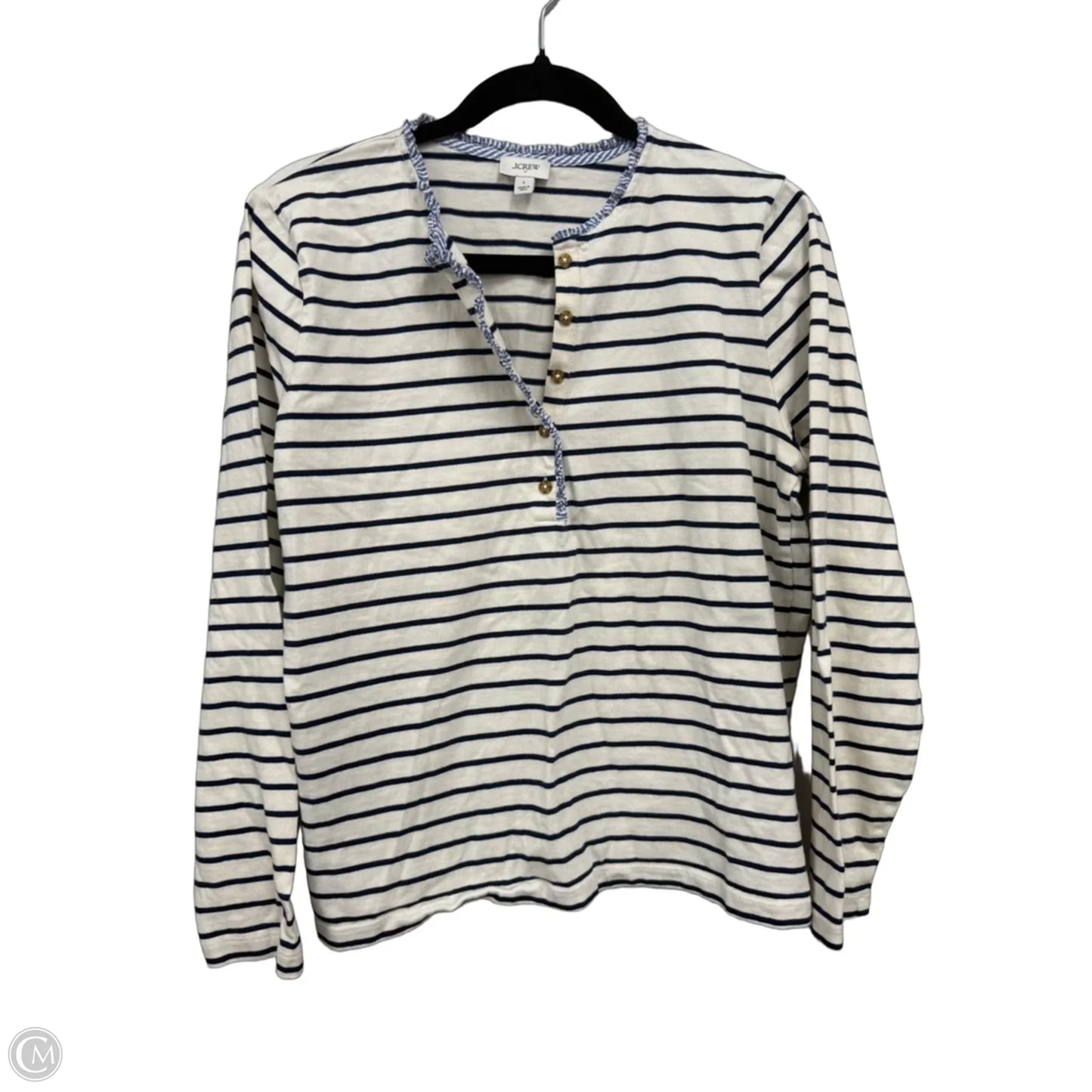Top Long Sleeve By J. Crew In Blue & Cream, Size: L