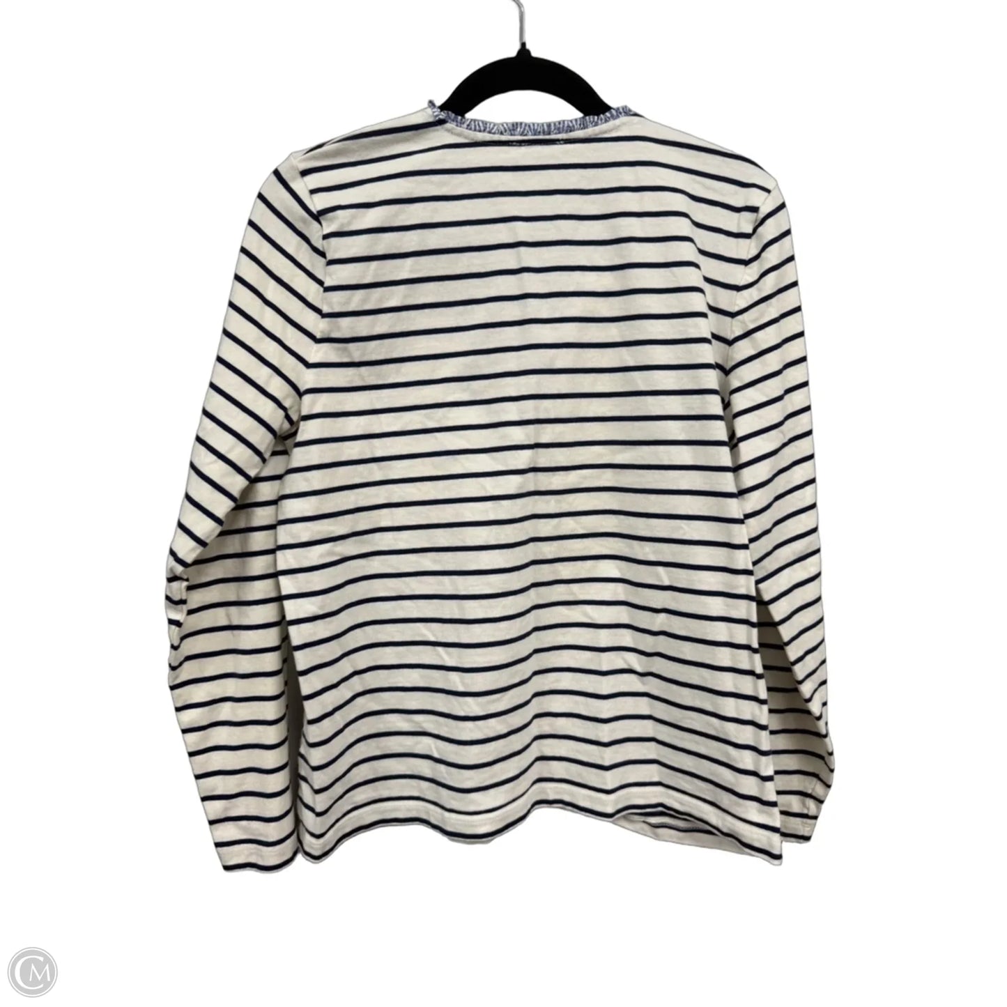 Top Long Sleeve By J. Crew In Blue & Cream, Size: L