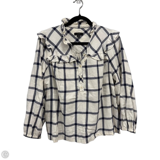 Blouse Long Sleeve By J. Crew In Blue & White, Size: S