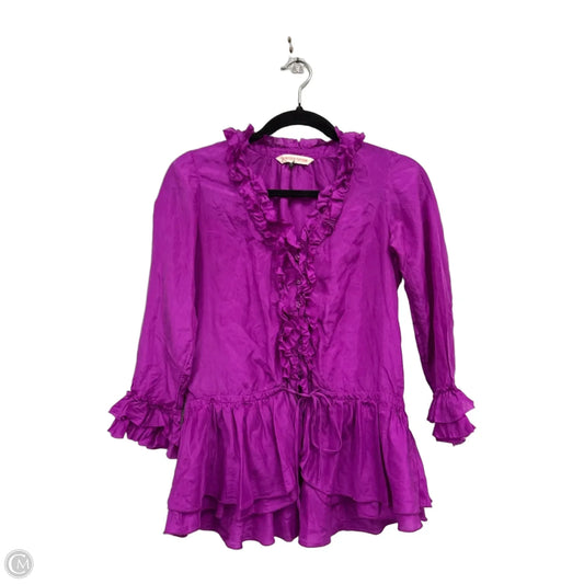 Blouse Long Sleeve By Rebecca Taylor In Purple, Size: 2