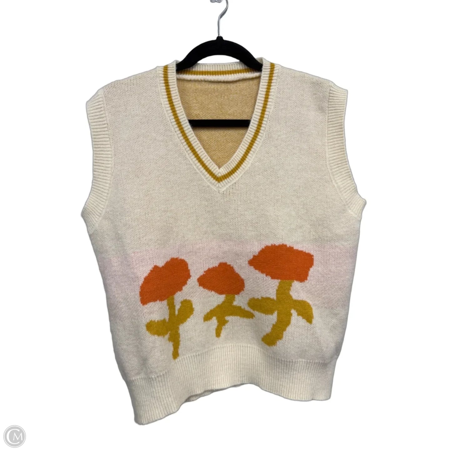 Vest Sweater By Shein In Cream & Orange, Size: S