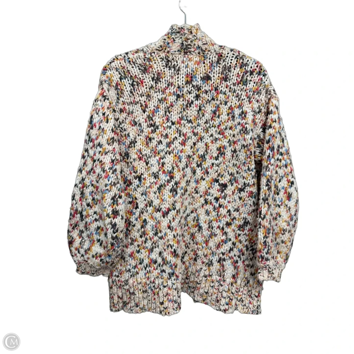 Sweater Cardigan By Anthropologie In Cream & Purple, Size: S