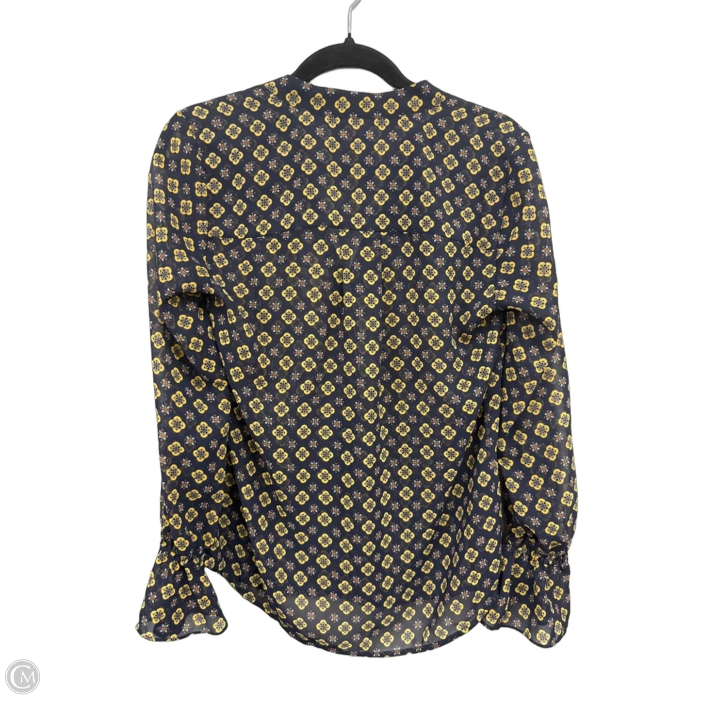 Blouse Long Sleeve By Cabi In Blue & Yellow, Size: S