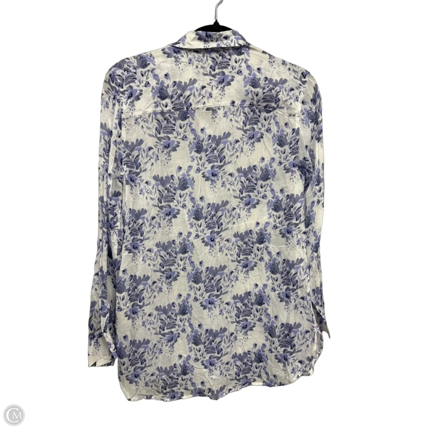 Blouse Long Sleeve By Cloth & Stone In Blue & White, Size: S