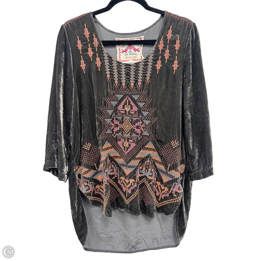 Tunic Designer By Johnny Was In Grey & Orange, Size: M