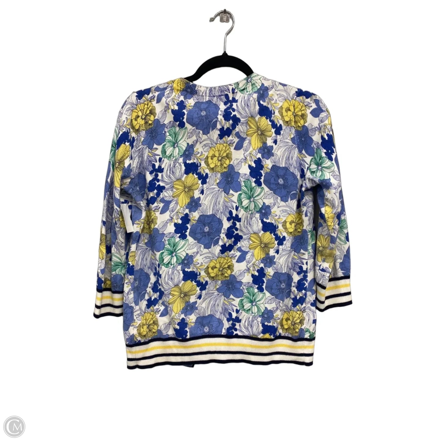 Sweater Cardigan By Talbots In Blue & Yellow, Size: S