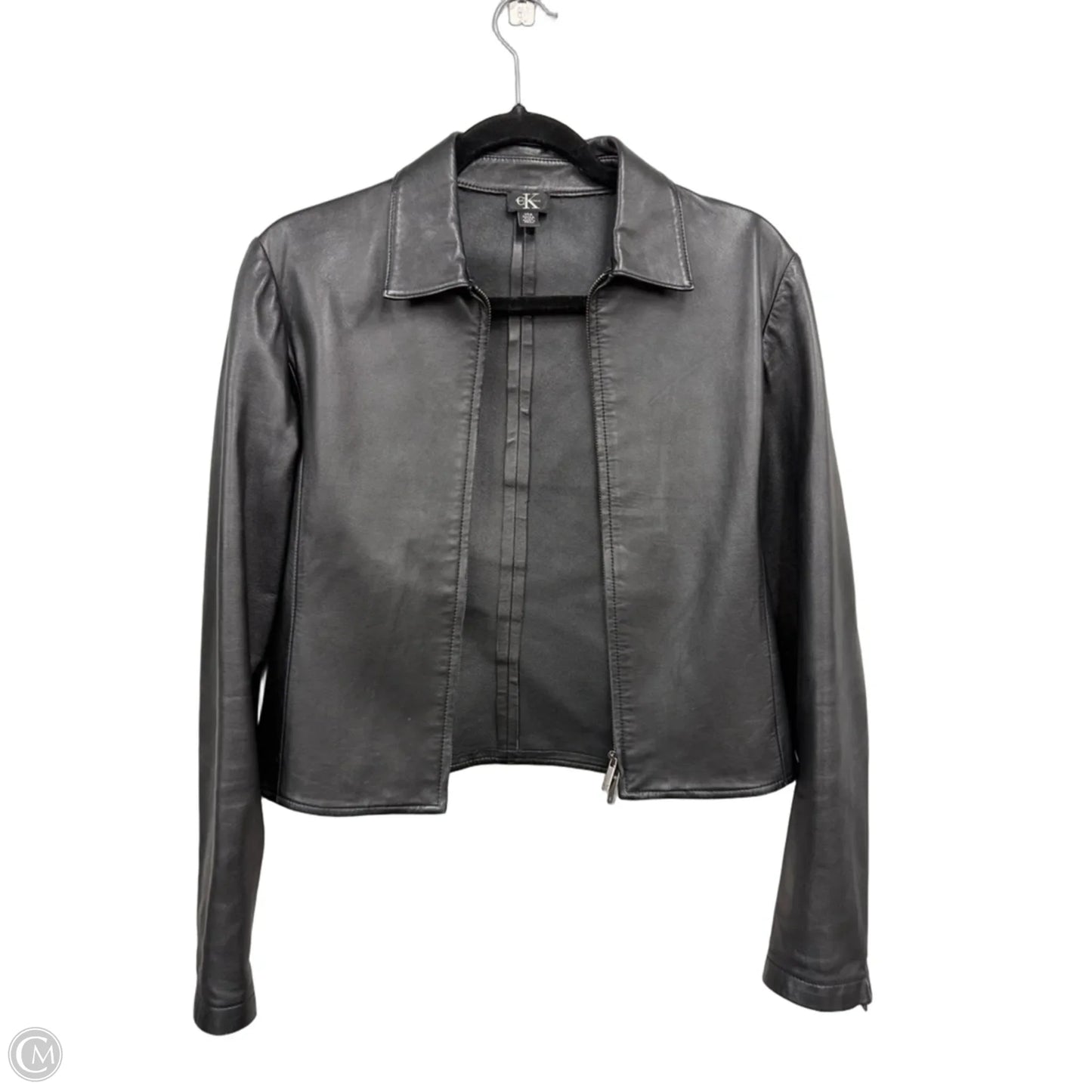 Jacket Leather By Calvin Klein In Black, Size: Xs