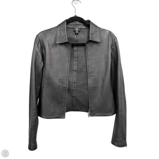 Jacket Leather By Calvin Klein In Black, Size: Xs