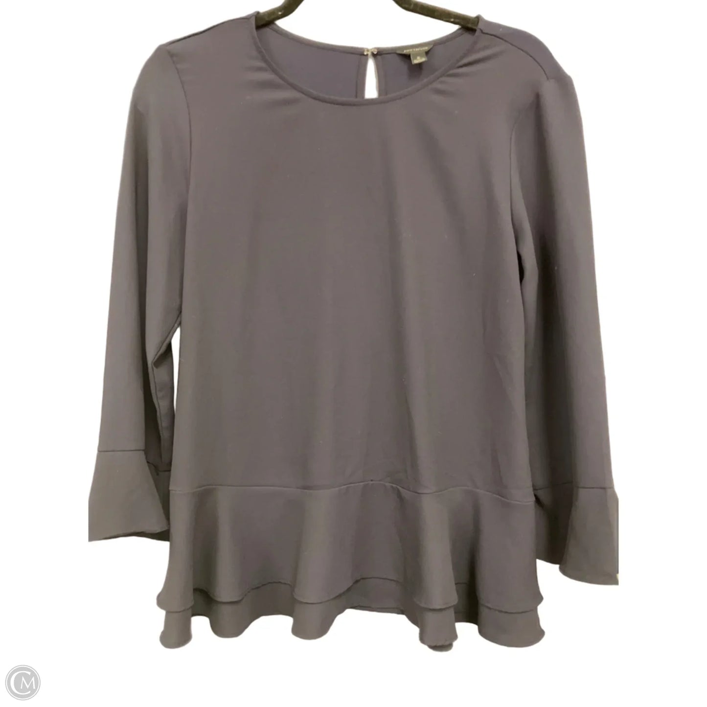 Blouse Long Sleeve By Ann Taylor In Navy, Size: S