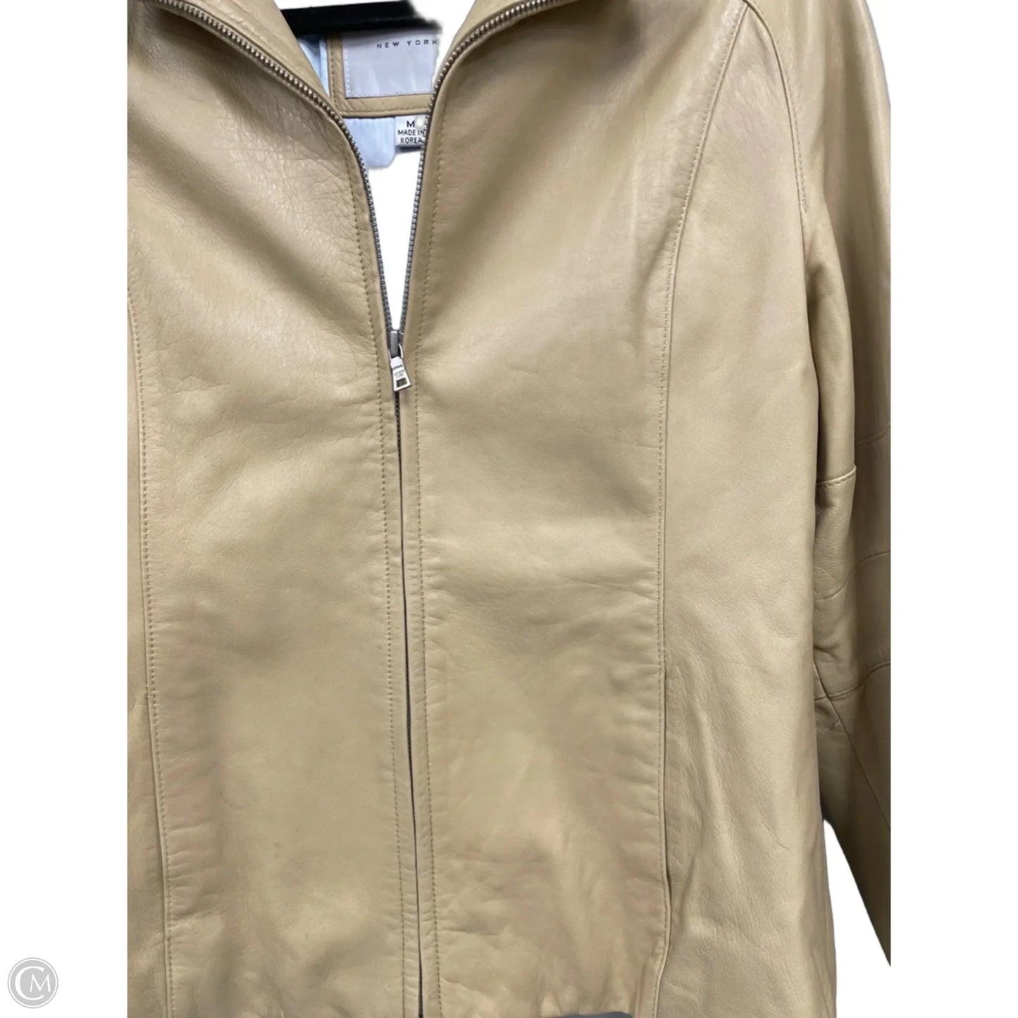 Jacket Leather By Andrew Marc In Tan, Size: M