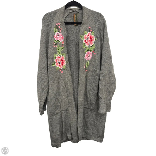 Sweater Cardigan By Aratta Silent Journey In Grey & Pink, Size: Xl