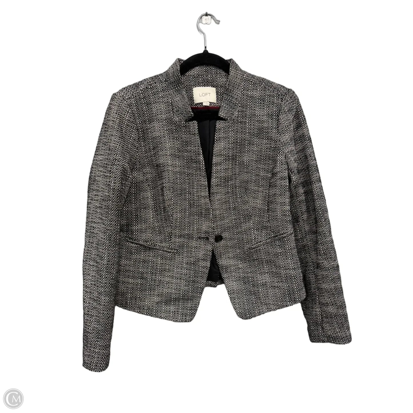 Blazer By Loft In Black & Cream, Size: 4