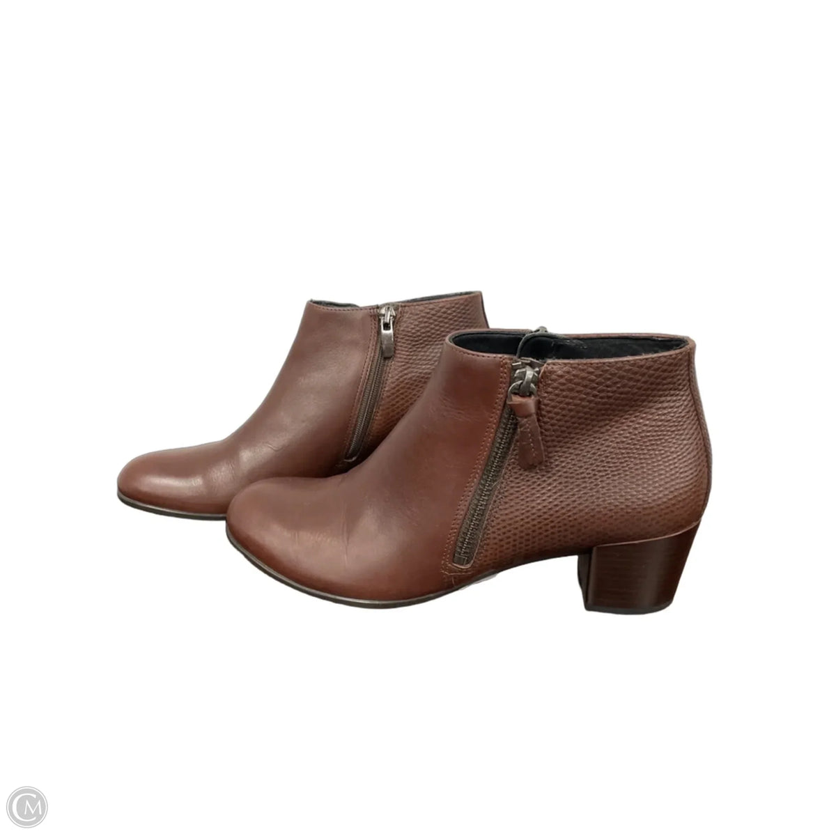 Boots Ankle Heels By Ecco In Brown, Size: 8.5