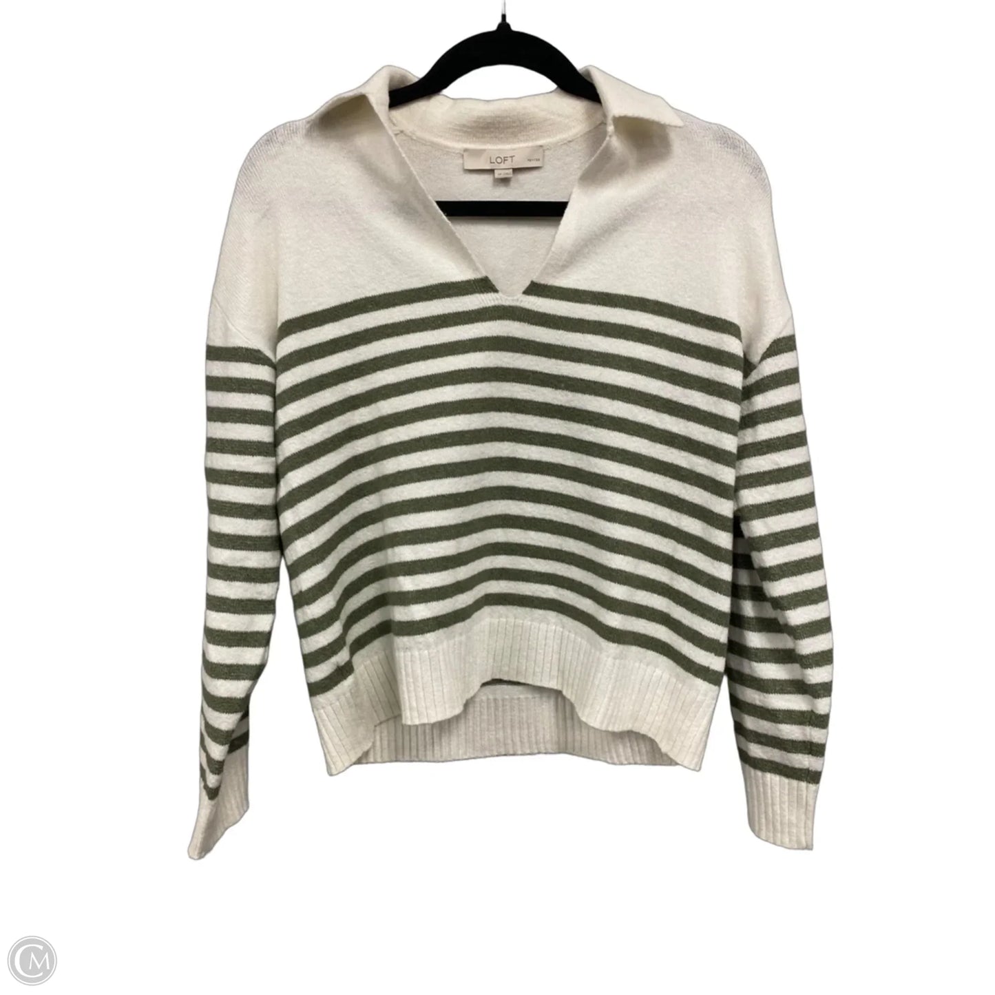 Sweater By Loft In Green & White, Size: Sp