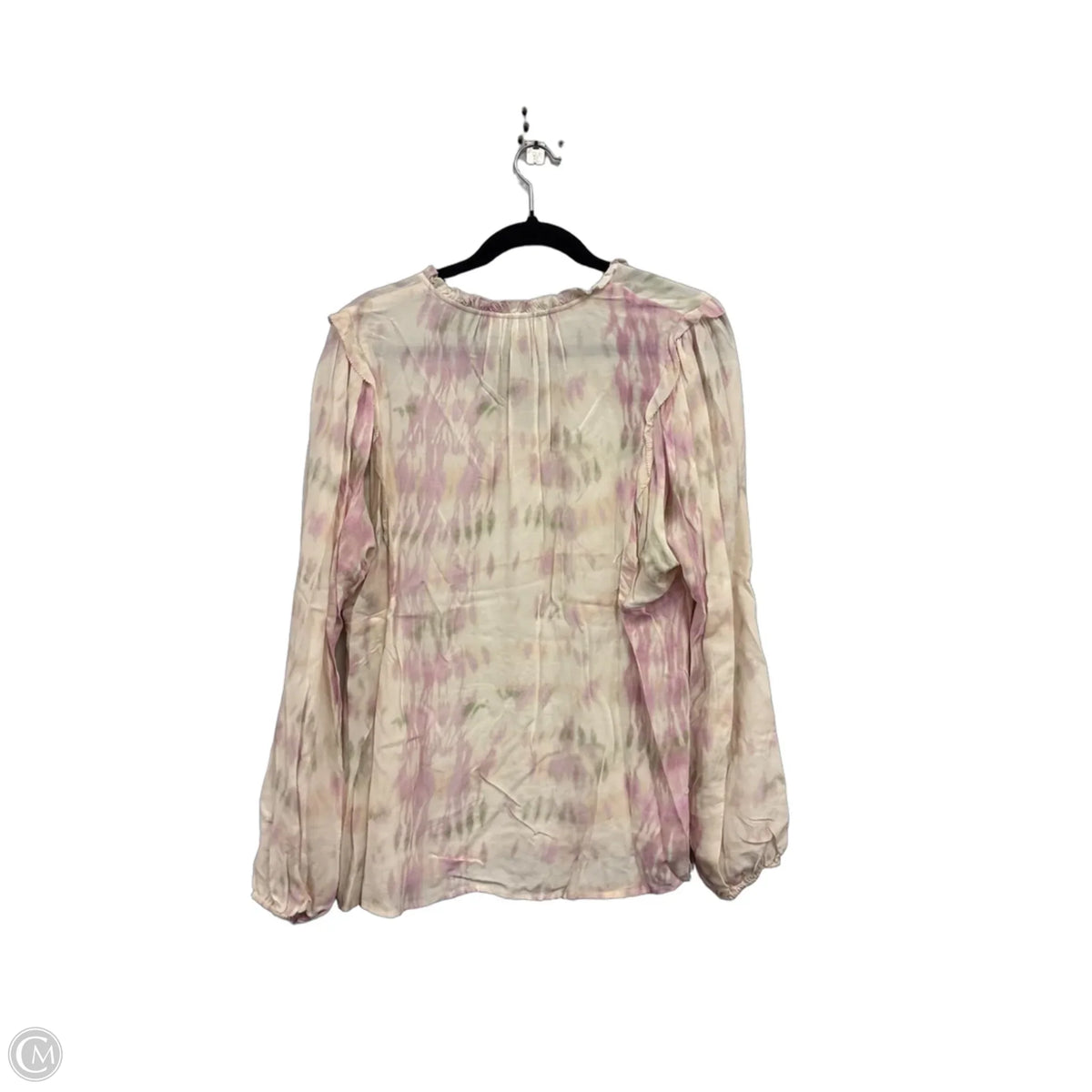 Top Long Sleeve By Dolan Left Coast In Pink & White, Size: L