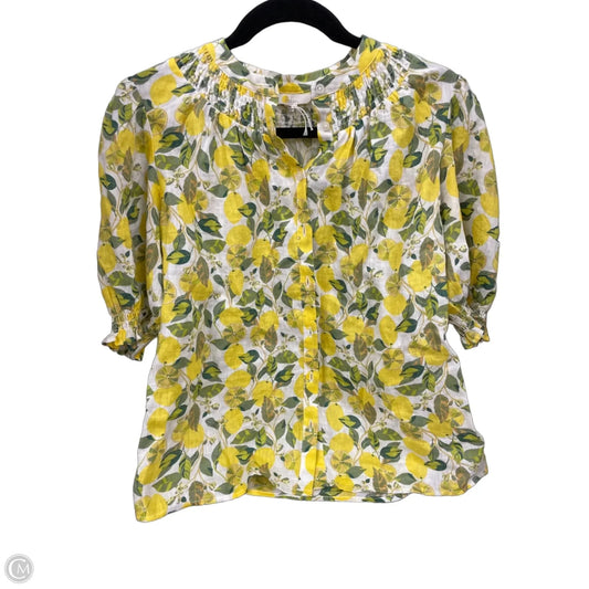 Blouse Short Sleeve By Boden In Green & Yellow, Size: 6