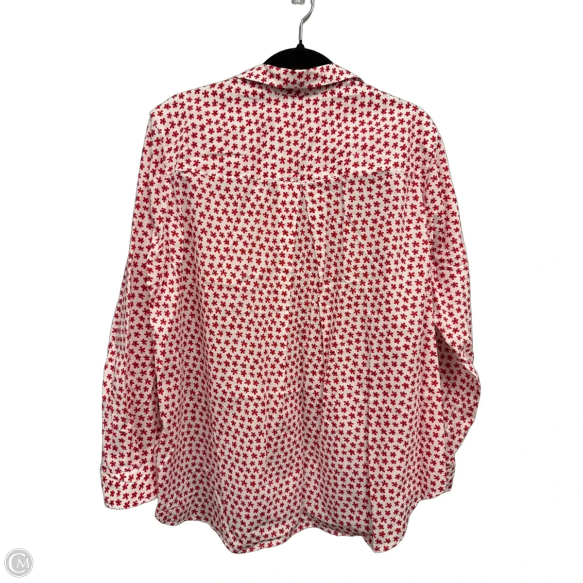 Blouse Long Sleeve By Grayson In Red & White, Size: L
