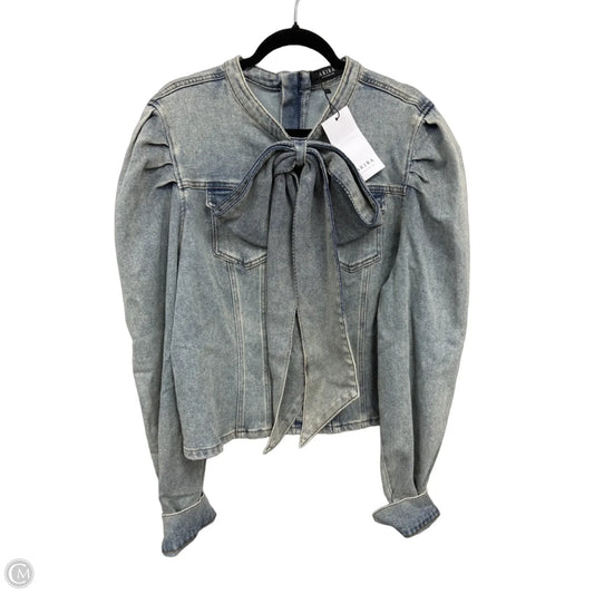 Jacket Shirt By Akira In Blue Denim, Size: 2x