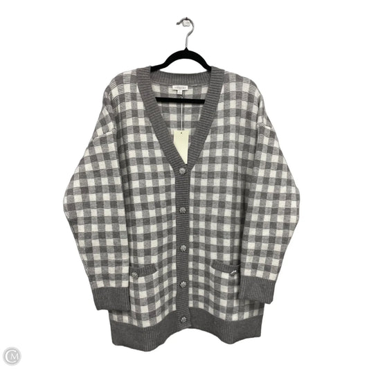 Sweater Cardigan By Clothes Mentor In Grey & White, Size: L