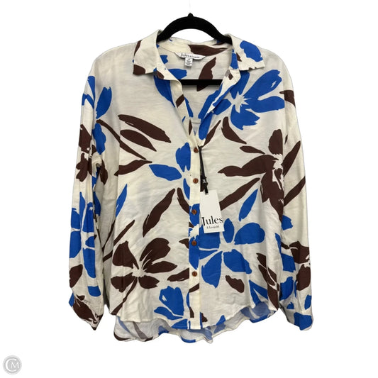 Blouse Long Sleeve By Jules & Leopold In Brown & Cream, Size: S