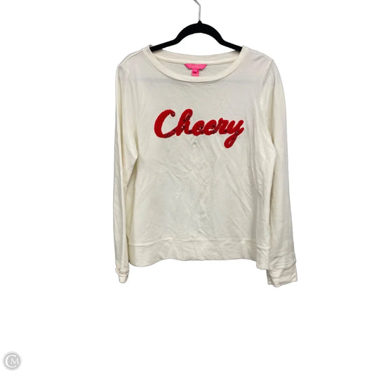 Top Long Sleeve Designer By Lilly Pulitzer In Cream & Red, Size: M