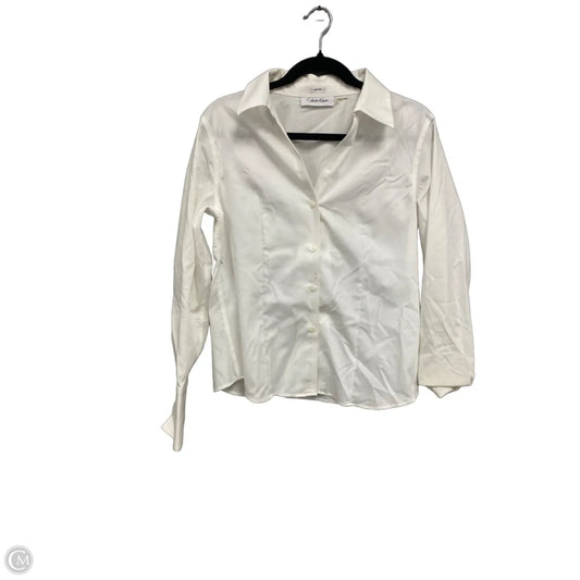 Blouse Long Sleeve By Calvin Klein In Ivory, Size: 8