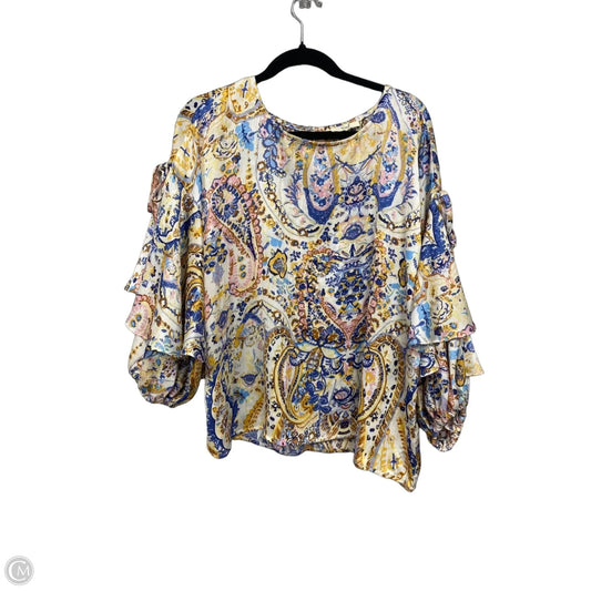 Blouse 3/4 Sleeve By Easel In Blue & Yellow, Size: M