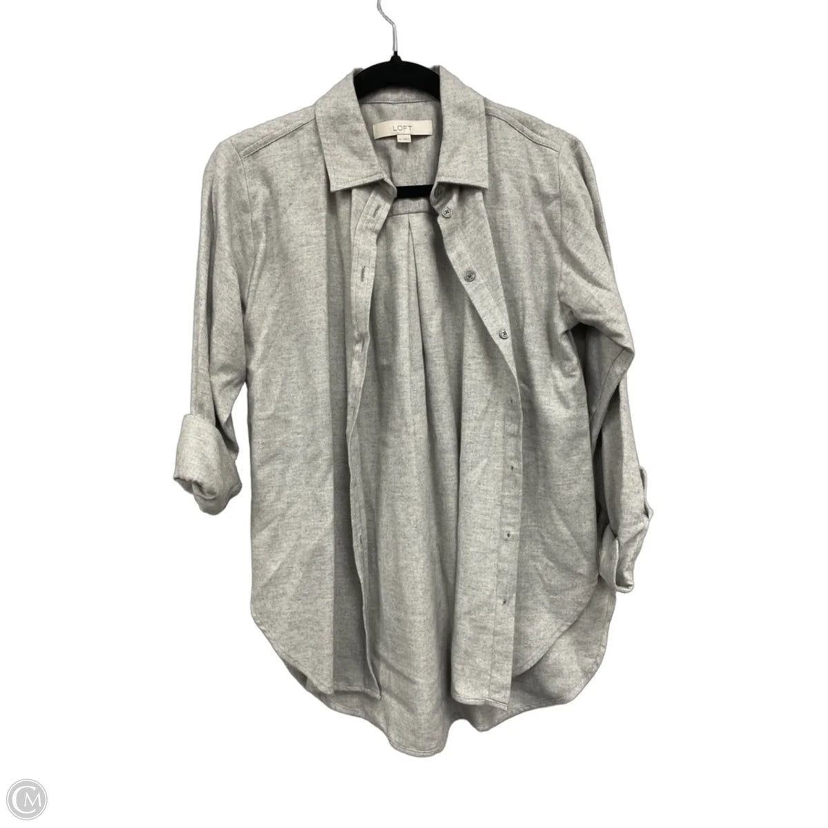 Blouse Long Sleeve By Loft In Grey, Size: Xs