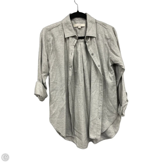 Blouse Long Sleeve By Loft In Grey, Size: Xs