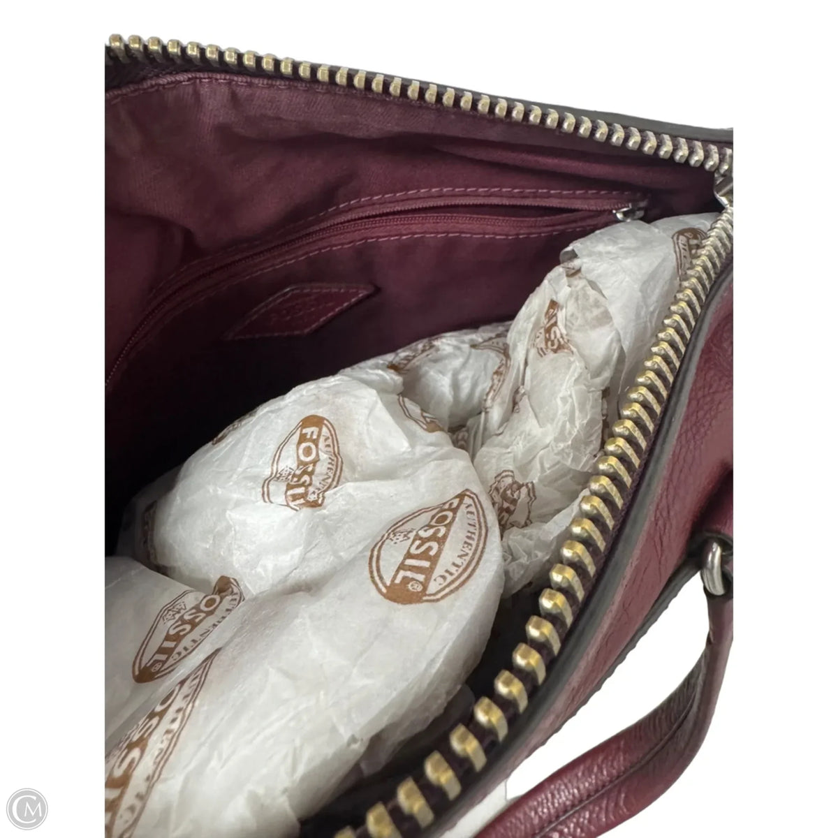 Handbag Leather By Fossil, Size: Small