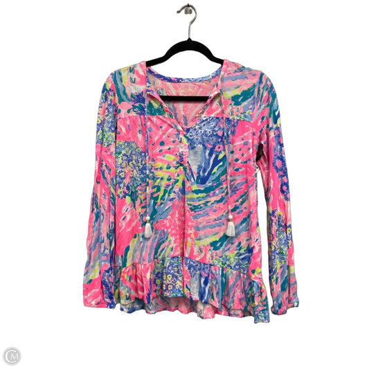 Top Long Sleeve Designer By Lilly Pulitzer In Blue & Pink, Size: Xs