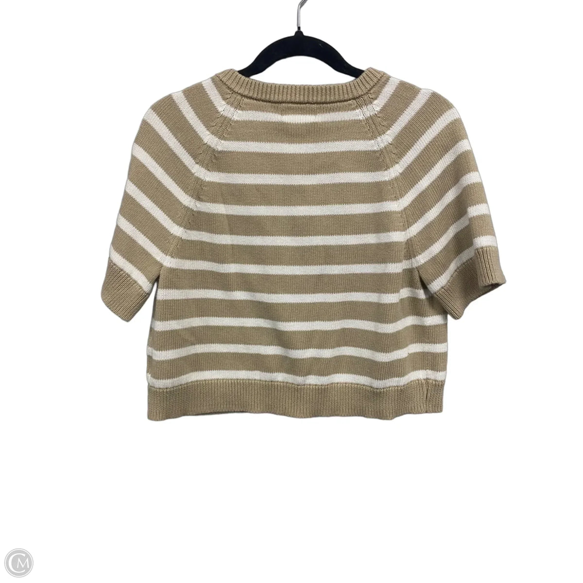 Sweater Short Sleeve By Universal Thread In Tan & White, Size: M