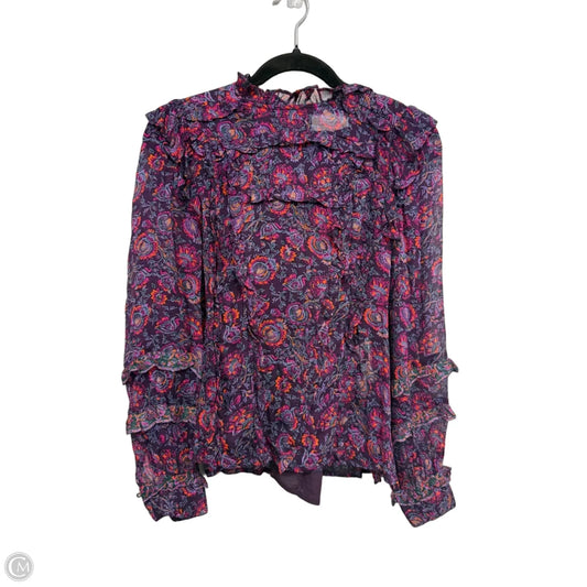 Blouse Long Sleeve By Cleobella In Purple & Red, Size: Xs