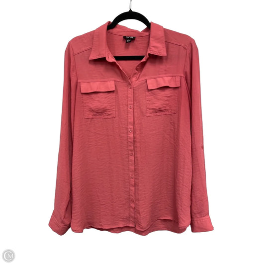 Blouse Long Sleeve By Ana In Pink, Size: L