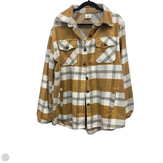 Jacket Shirt By Clothes Mentor In Cream & Grey, Size: Xl