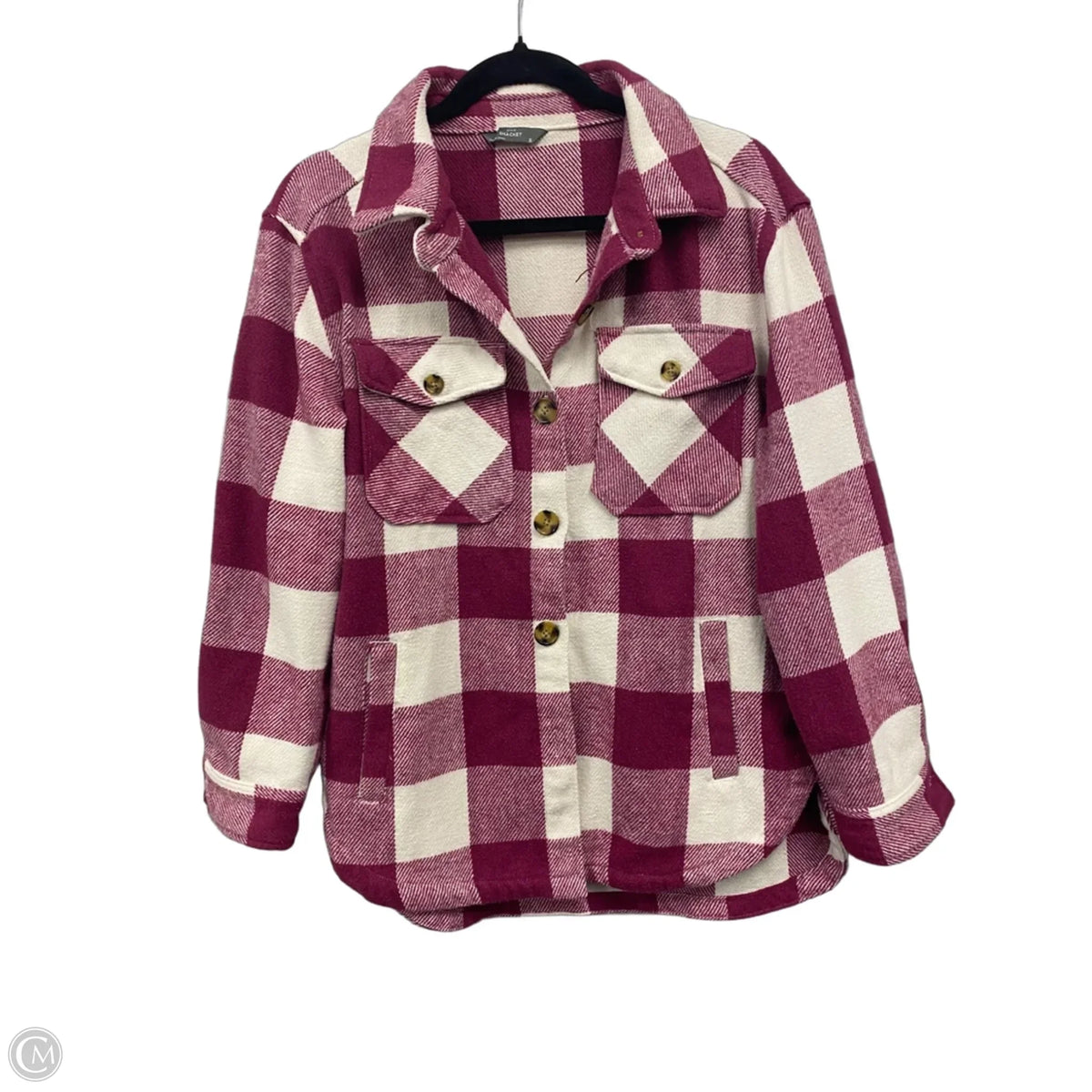 Jacket Shirt By Members Mark In Pink & White, Size: S
