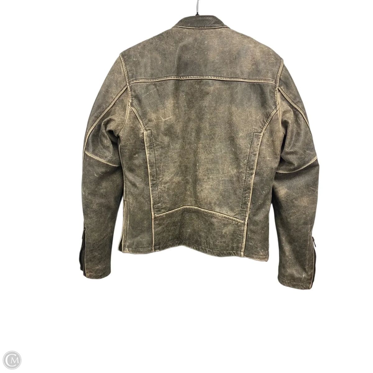 Jacket Leather By River Road In Grey, Size: S