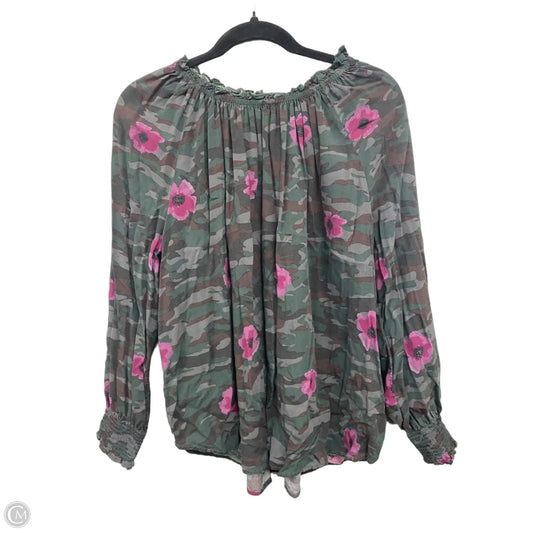 Blouse Long Sleeve By Beachlunchlounge In Green & Pink, Size: M